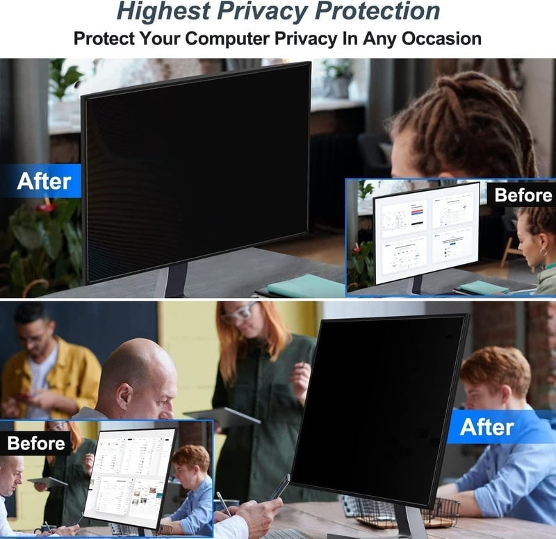 JIESITE 24 Inch Computer Privacy Screen Filter for 16:9 Widescreen Monitor, Removable Eye Protection Anti Glare Blue Light Filter Privacy Shield, Anti Spy Screen Protector Film 24 In - Image 4
